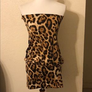 Jaguar print strapless dress